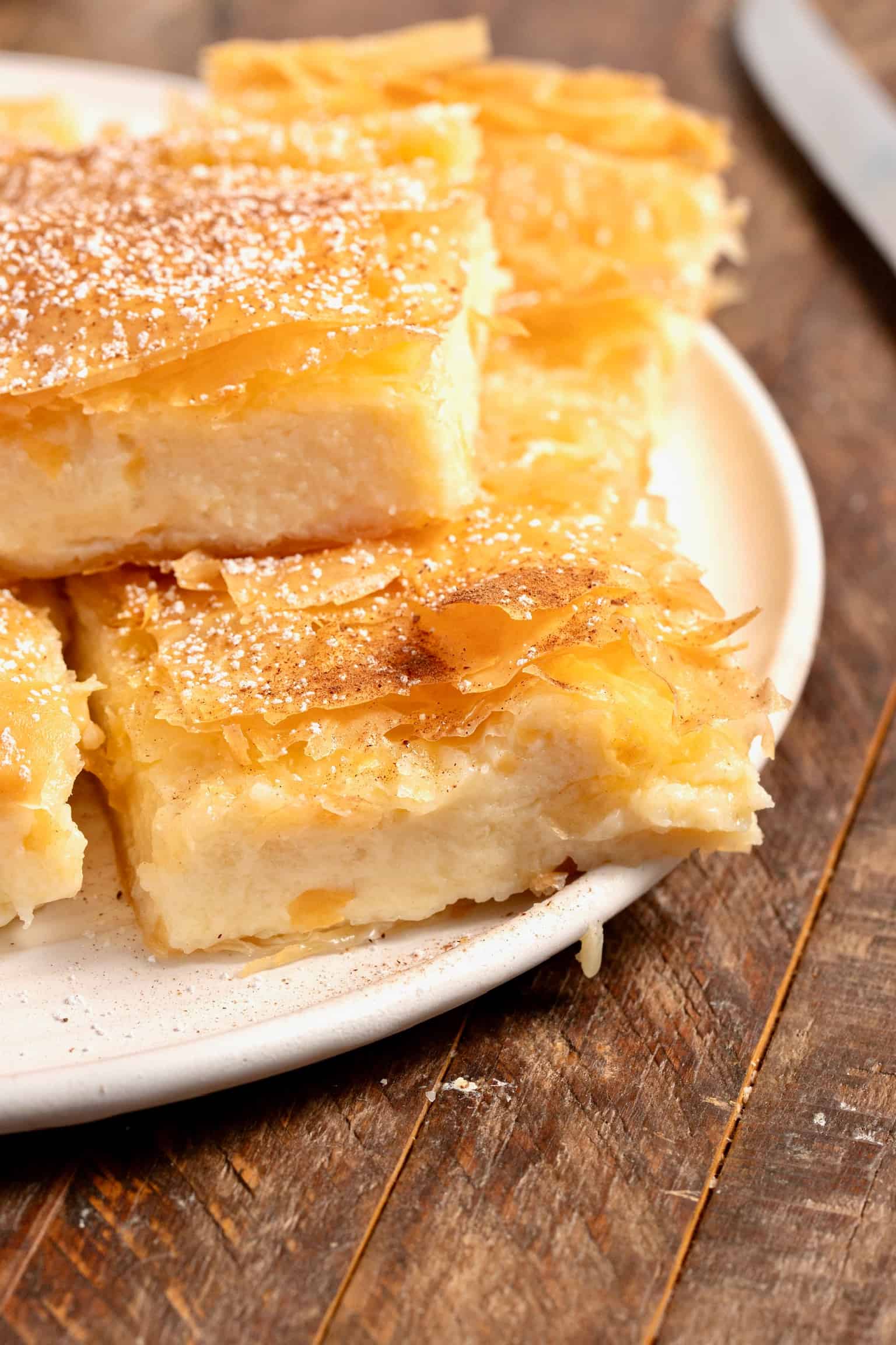 Greek Bougatsa (Custard Pie with Phyllo and ground Cinnamon)