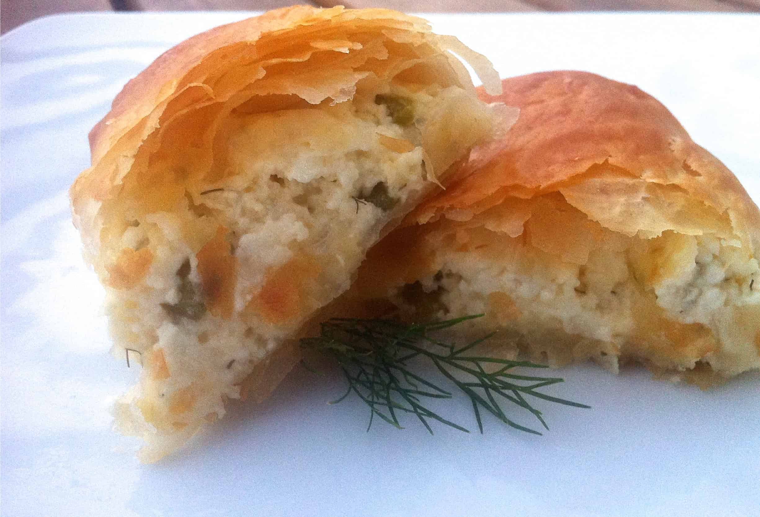 Phyllo-dough Rolls with Feta cheese and Peppers