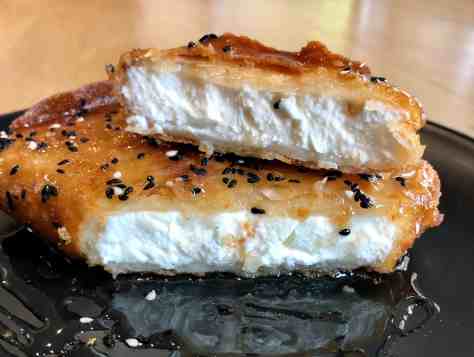 Phyllo wrapped Feta cheese with Honey and Sesame seeds