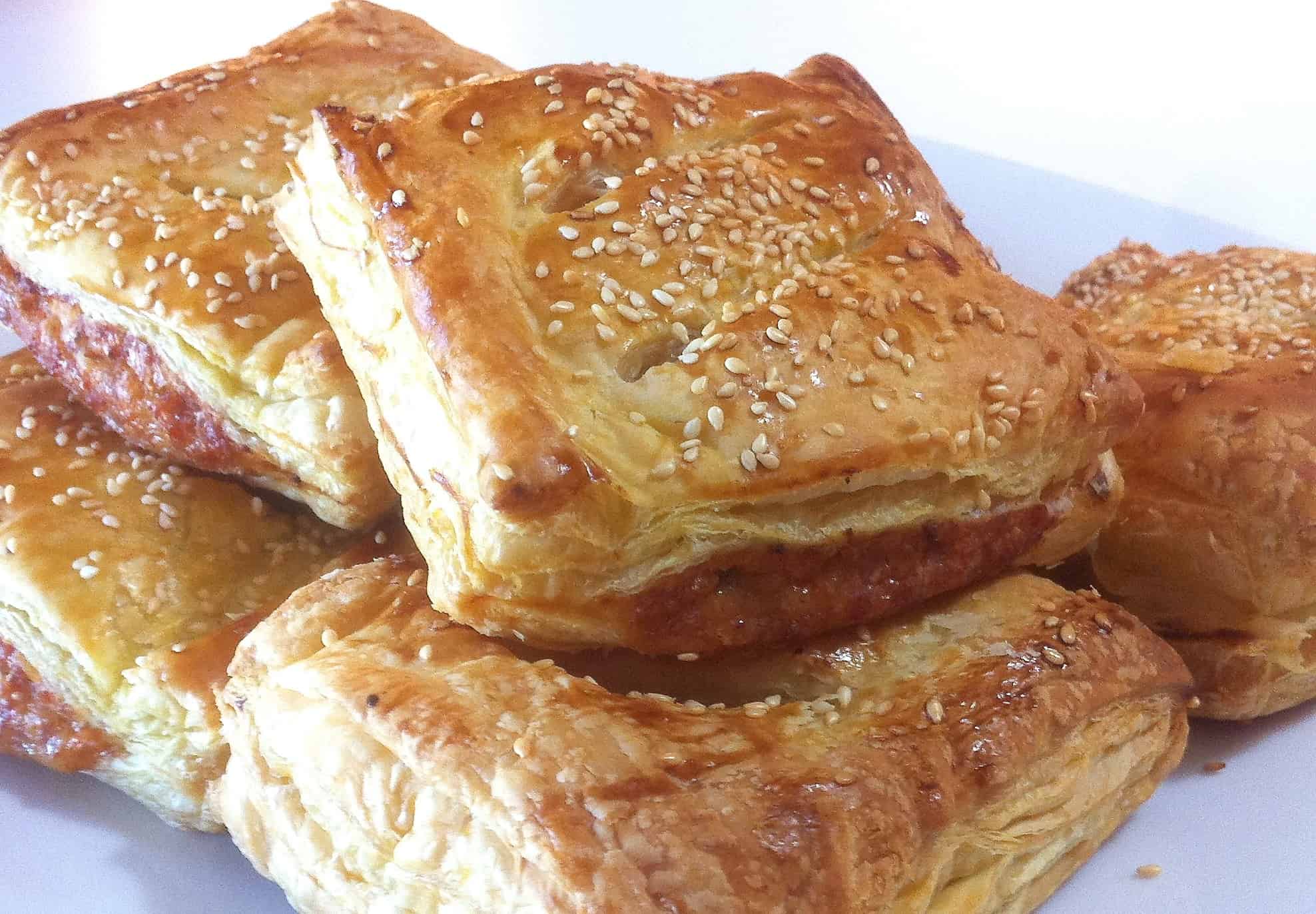 Puff pastry Parcels with caramelised Apples and pork Sausages
