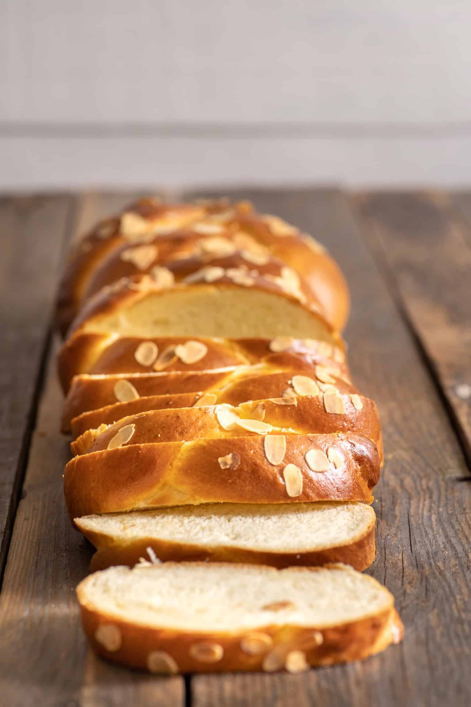 Tsoureki sliced (Traditional Greek Easter bread)